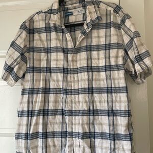 Old Navy Men's Navy and Cream Plaid Shirt